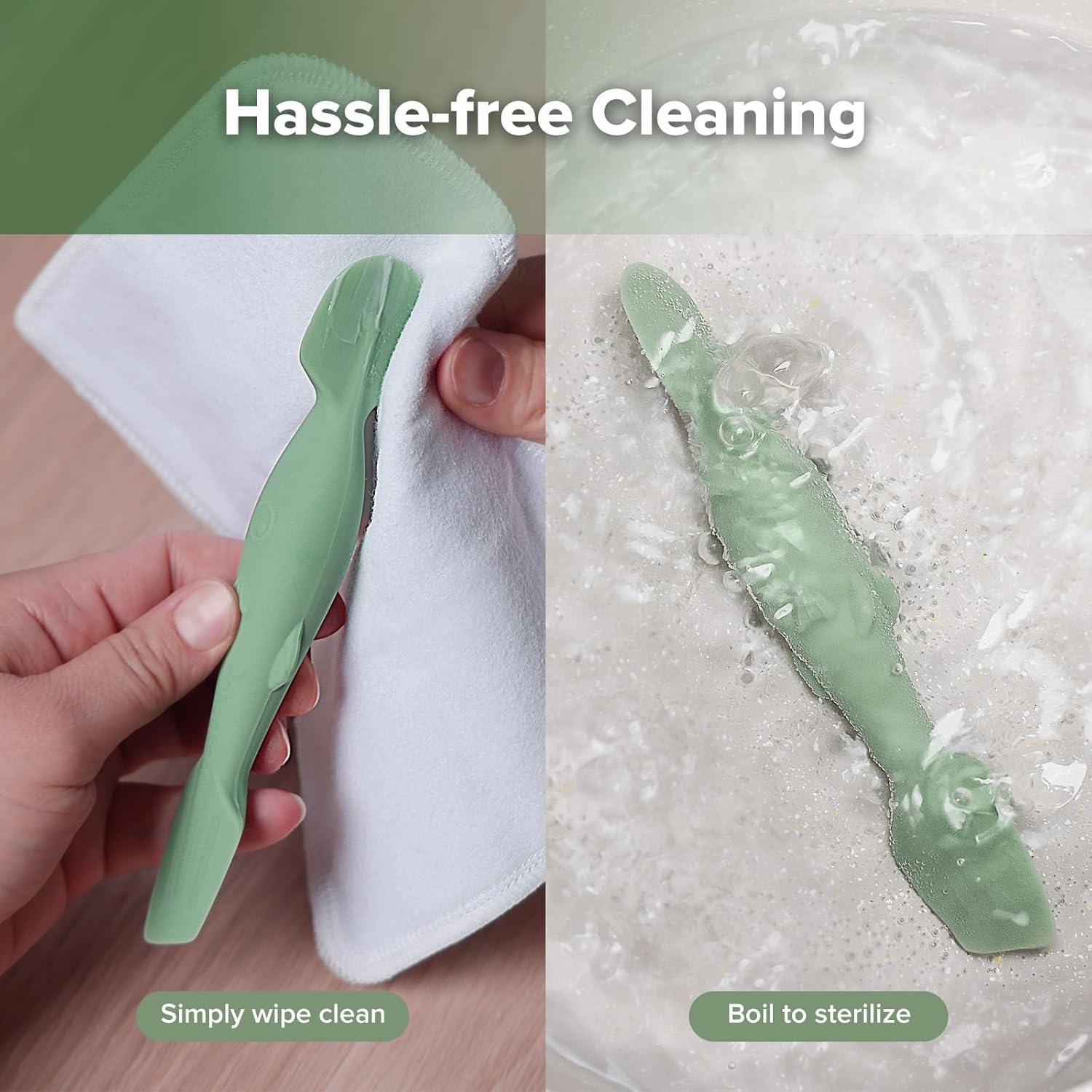 image:imagehaakaa Baby Diaper Cream Spatula Messfree Silicone Diaper Rash Cream Applicator with Carrying Case Diaper Cream Brush for Baby Pea GreenPea Green