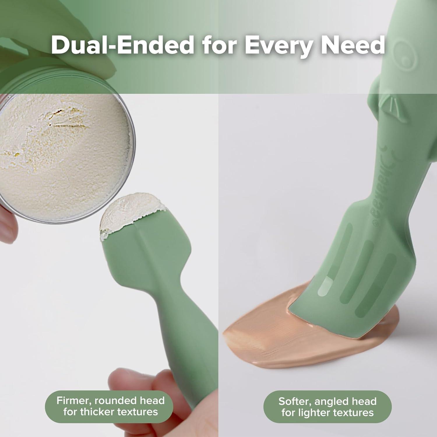 image:imagehaakaa Baby Diaper Cream Spatula Messfree Silicone Diaper Rash Cream Applicator with Carrying Case Diaper Cream Brush for Baby Pea GreenPea Green