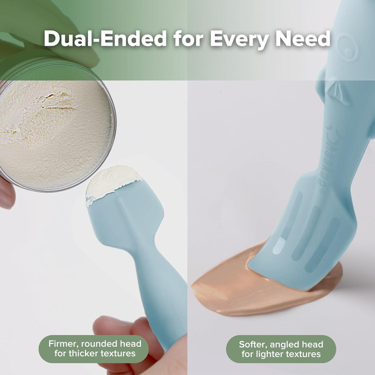 image:imagehaakaa Baby Diaper Cream Spatula Messfree Silicone Diaper Rash Cream Applicator with Carrying Case Diaper Cream Brush for Baby Pea GreenSky Blue