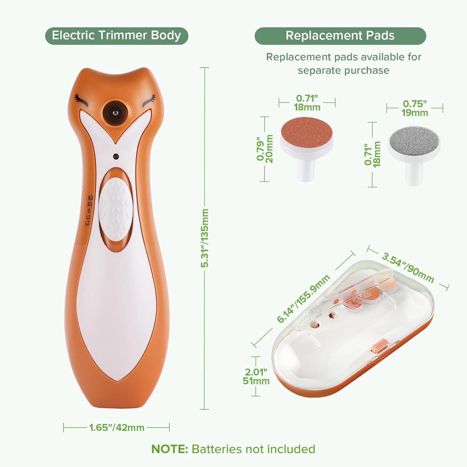 image:imagehaakaa Baby Nail Trimmer Electric for NewbornsToddlersChildrenAdults Electric Baby Nail File with 6 Replacement Heads amp Storage Case Safe amp Easy Clever Fox Nail Trimmer for Babies