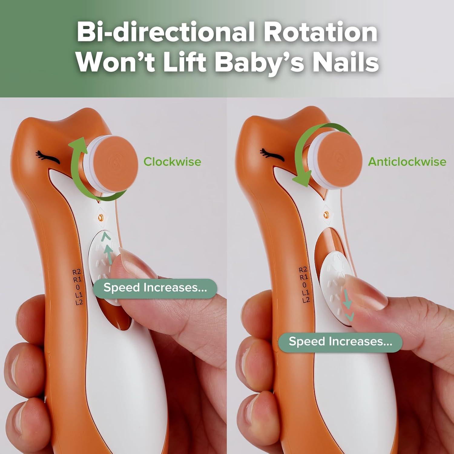 image:imagehaakaa Baby Nail Trimmer Electric for NewbornsToddlersChildrenAdults Electric Baby Nail File with 6 Replacement Heads amp Storage Case Safe amp Easy Clever Fox Nail Trimmer for Babies