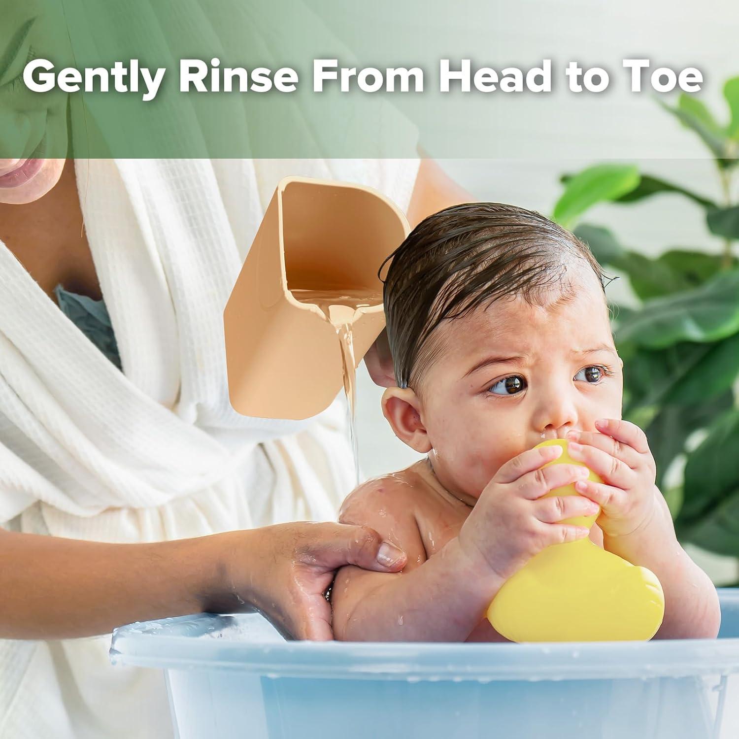 image:imagehaakaa Gentle Pour Bath Rinse Cup Food Grade Silicone Shampoo amp Body Washing Rinser Cup for Kids with Easy Grip Handle CoralCoral