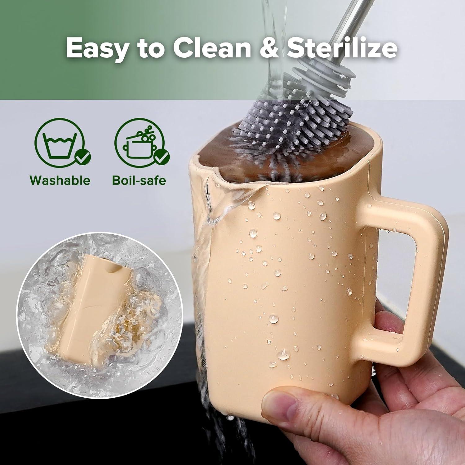 image:imagehaakaa Gentle Pour Bath Rinse Cup Food Grade Silicone Shampoo amp Body Washing Rinser Cup for Kids with Easy Grip Handle CoralCoral