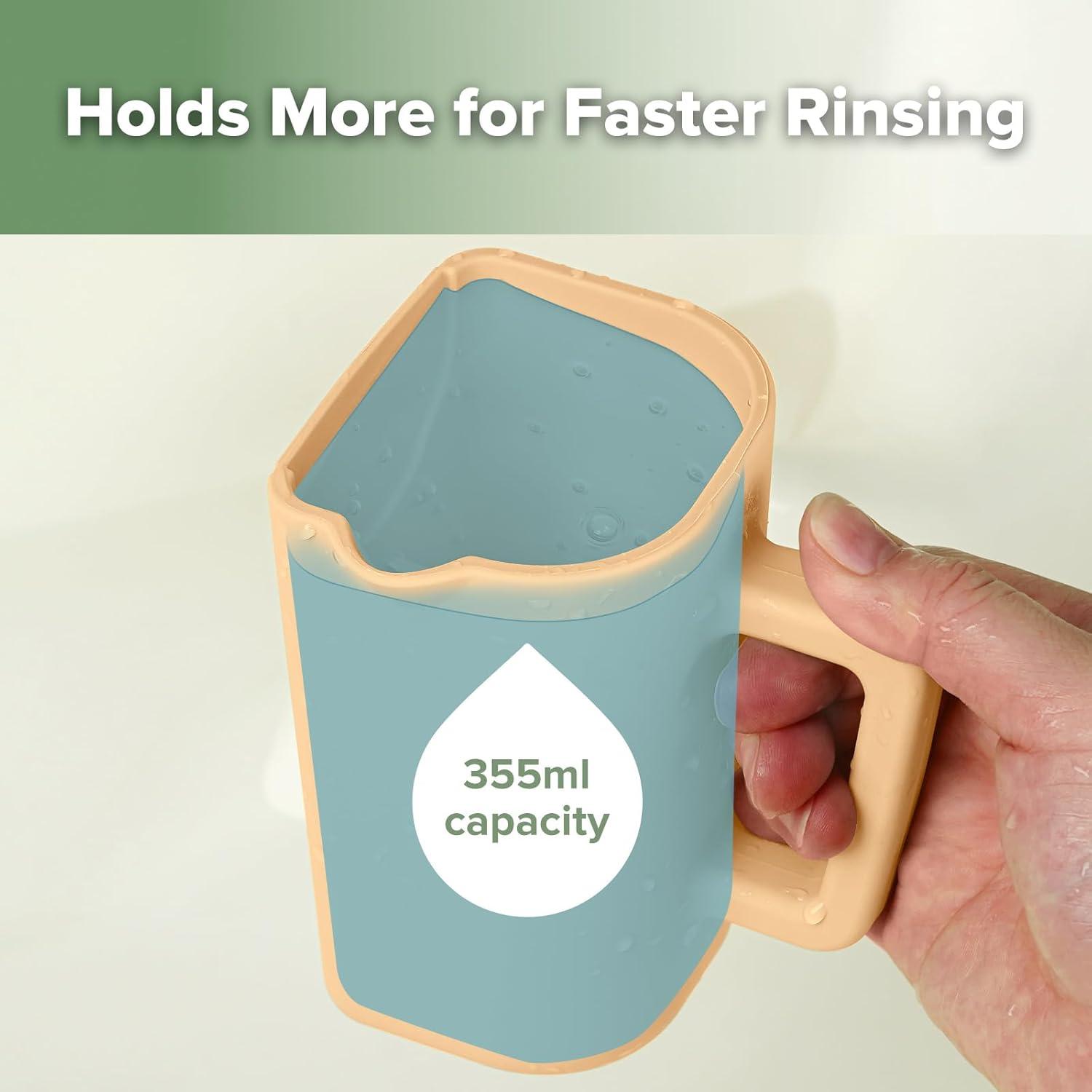 image:imagehaakaa Gentle Pour Bath Rinse Cup Food Grade Silicone Shampoo amp Body Washing Rinser Cup for Kids with Easy Grip Handle CoralCoral