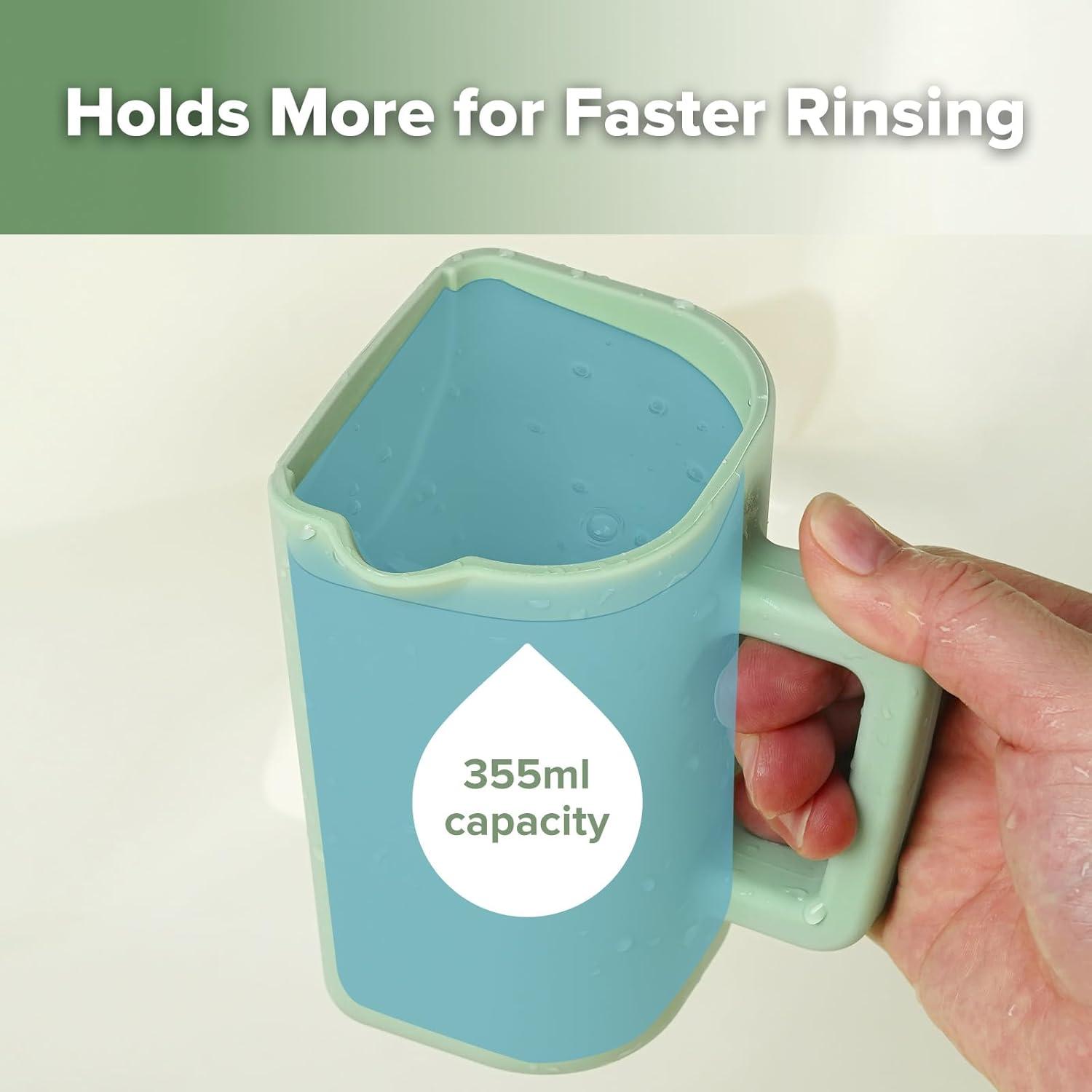 image:imagehaakaa Gentle Pour Bath Rinse Cup Food Grade Silicone Shampoo amp Body Washing Rinser Cup for Kids with Easy Grip Handle CoralPea Green