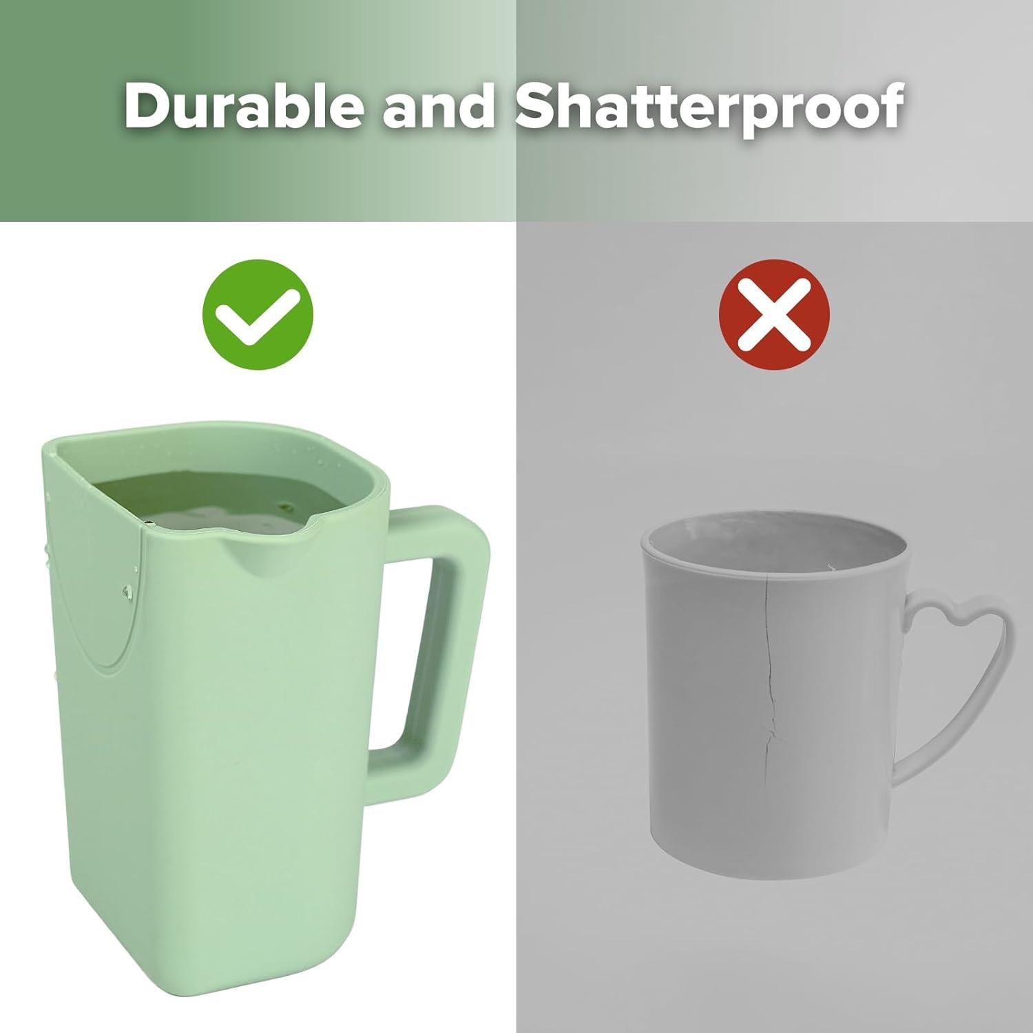 image:imagehaakaa Gentle Pour Bath Rinse Cup Food Grade Silicone Shampoo amp Body Washing Rinser Cup for Kids with Easy Grip Handle CoralPea Green