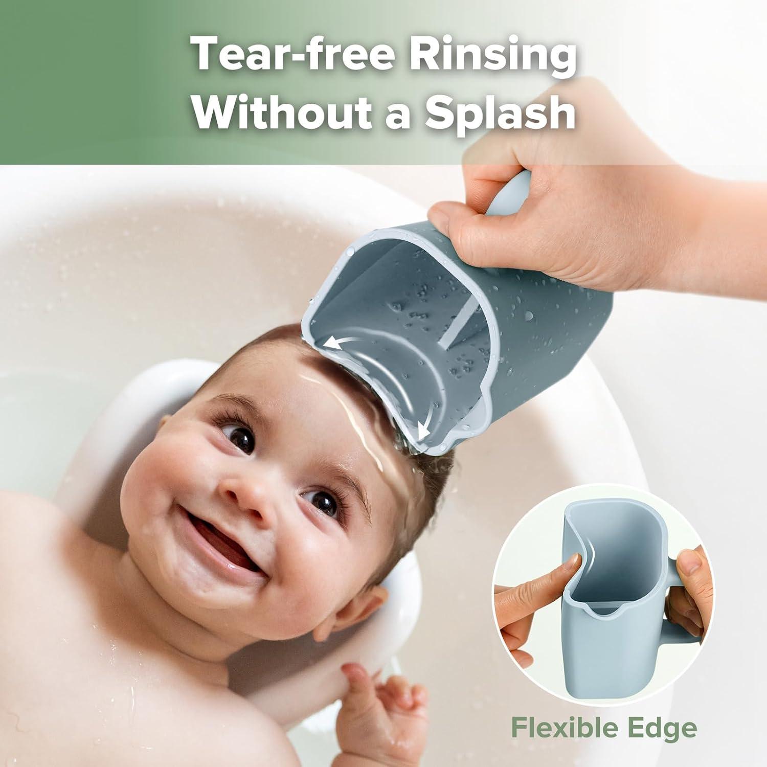 image:imagehaakaa Gentle Pour Bath Rinse Cup Food Grade Silicone Shampoo amp Body Washing Rinser Cup for Kids with Easy Grip Handle CoralSea Breeze