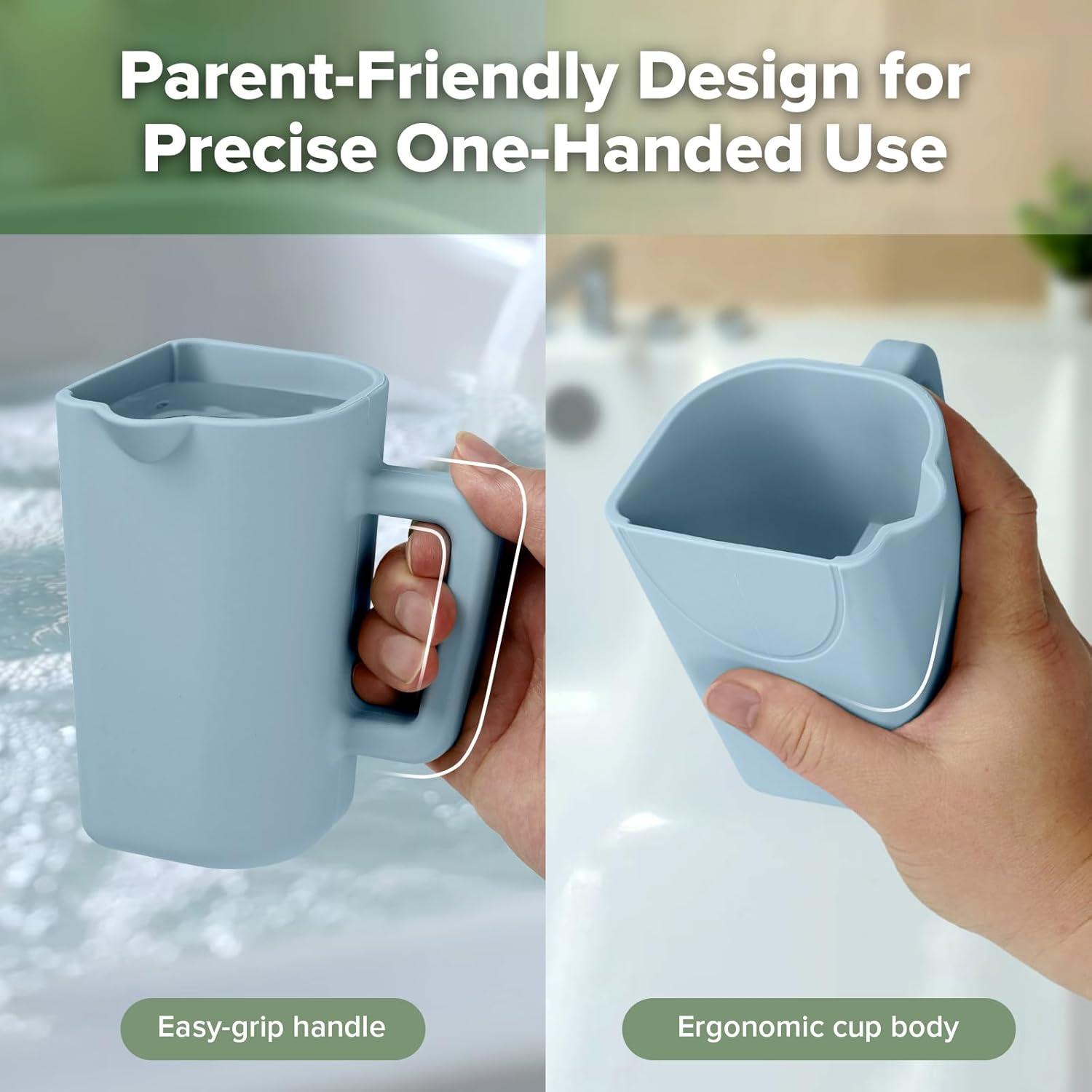 image:imagehaakaa Gentle Pour Bath Rinse Cup Food Grade Silicone Shampoo amp Body Washing Rinser Cup for Kids with Easy Grip Handle CoralSea Breeze