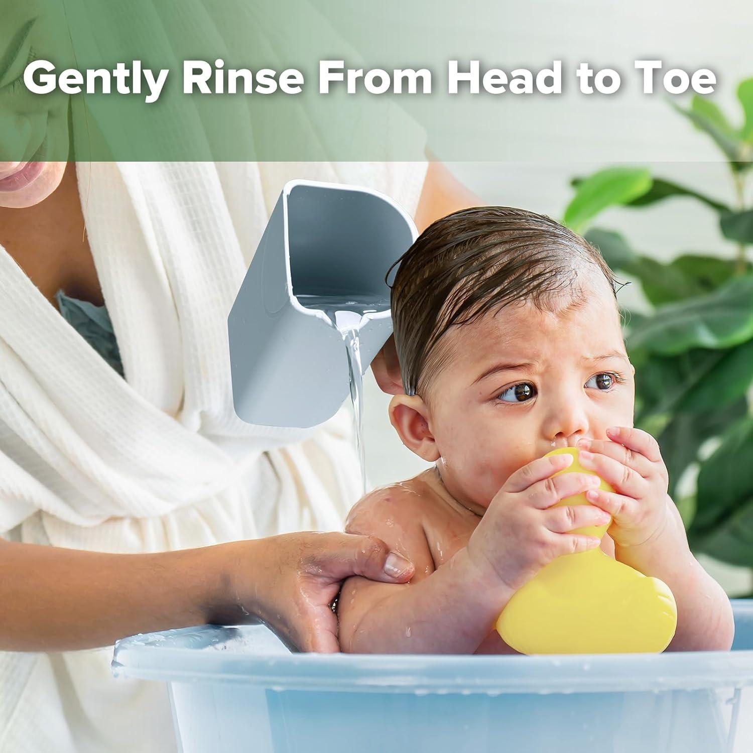 image:imagehaakaa Gentle Pour Bath Rinse Cup Food Grade Silicone Shampoo amp Body Washing Rinser Cup for Kids with Easy Grip Handle CoralSea Breeze