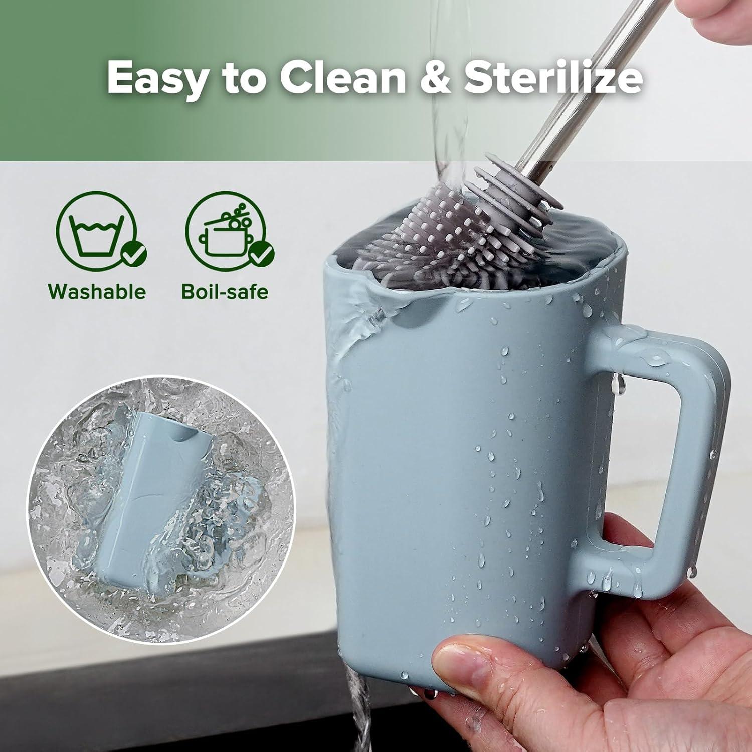 image:imagehaakaa Gentle Pour Bath Rinse Cup Food Grade Silicone Shampoo amp Body Washing Rinser Cup for Kids with Easy Grip Handle CoralSea Breeze