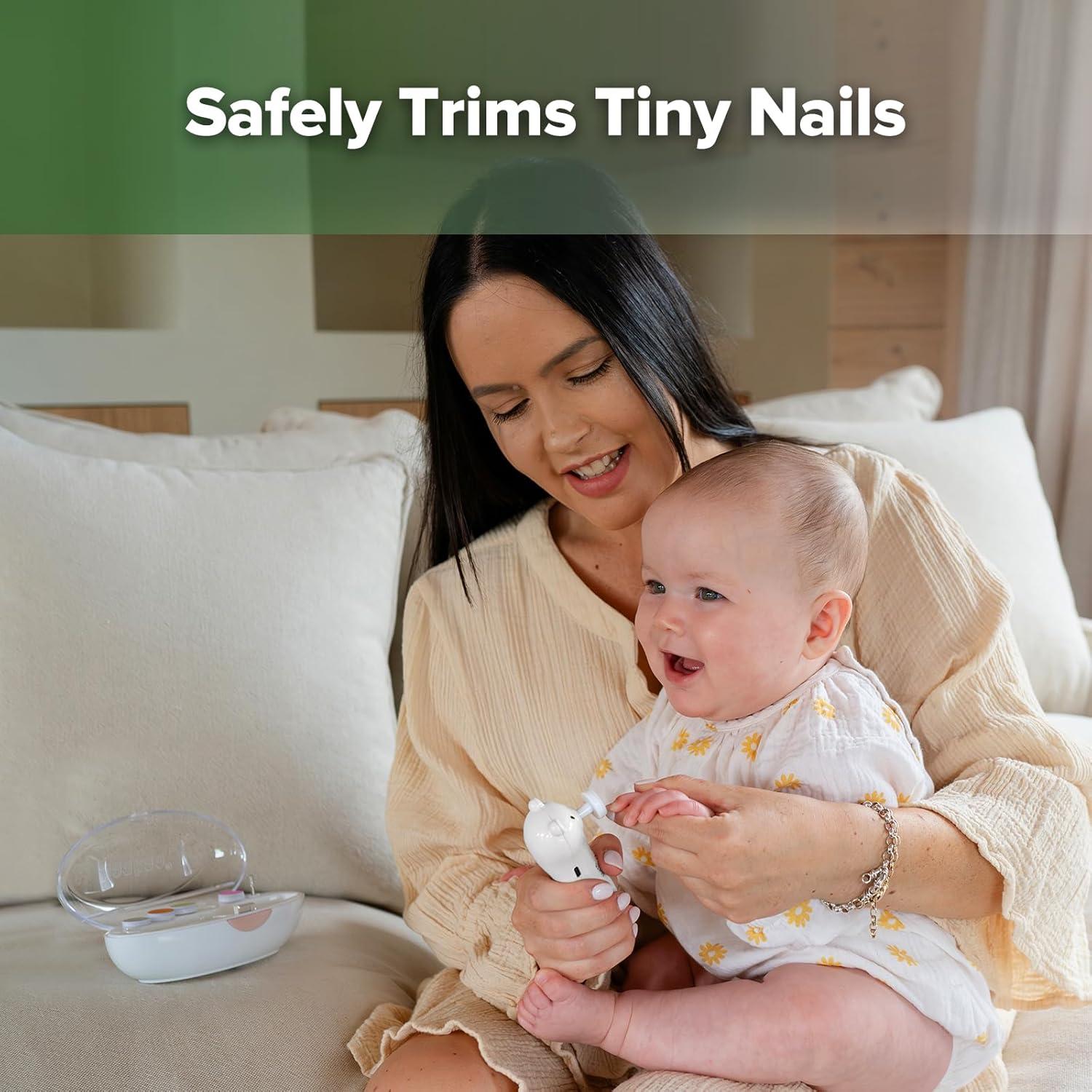 image:imagehaakaa Rechargeable Baby Nail File Baby Nail Trimmer Electric with LED Light Rechargeable Baby Nail Clippers for NewbornAdults Toes and Fingernails Additional Replacement Heads amp Charging CablePolar White