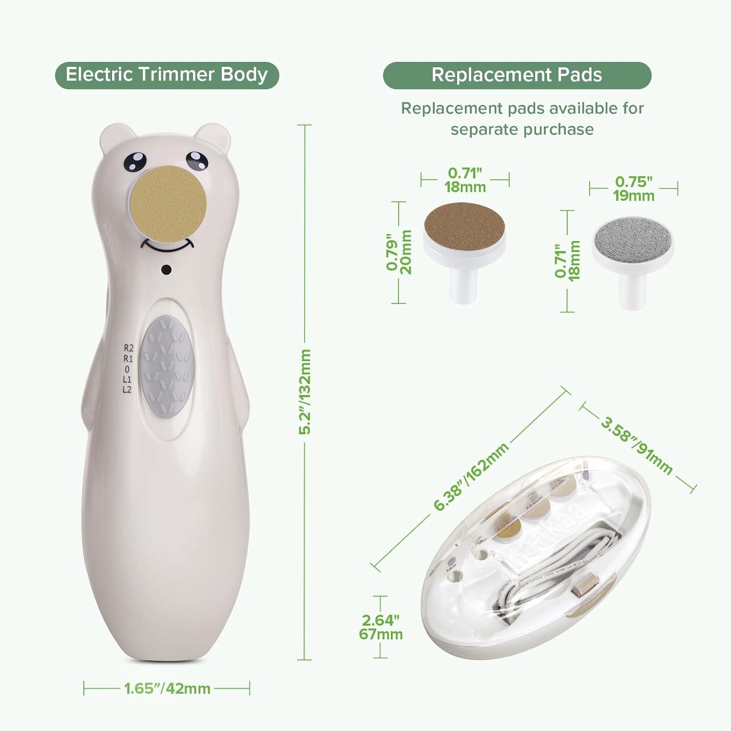 image:imagehaakaa Rechargeable Baby Nail File Baby Nail Trimmer Electric with LED Light Rechargeable Baby Nail Clippers for NewbornAdults Toes and Fingernails Additional Replacement Heads amp Charging CablePebble