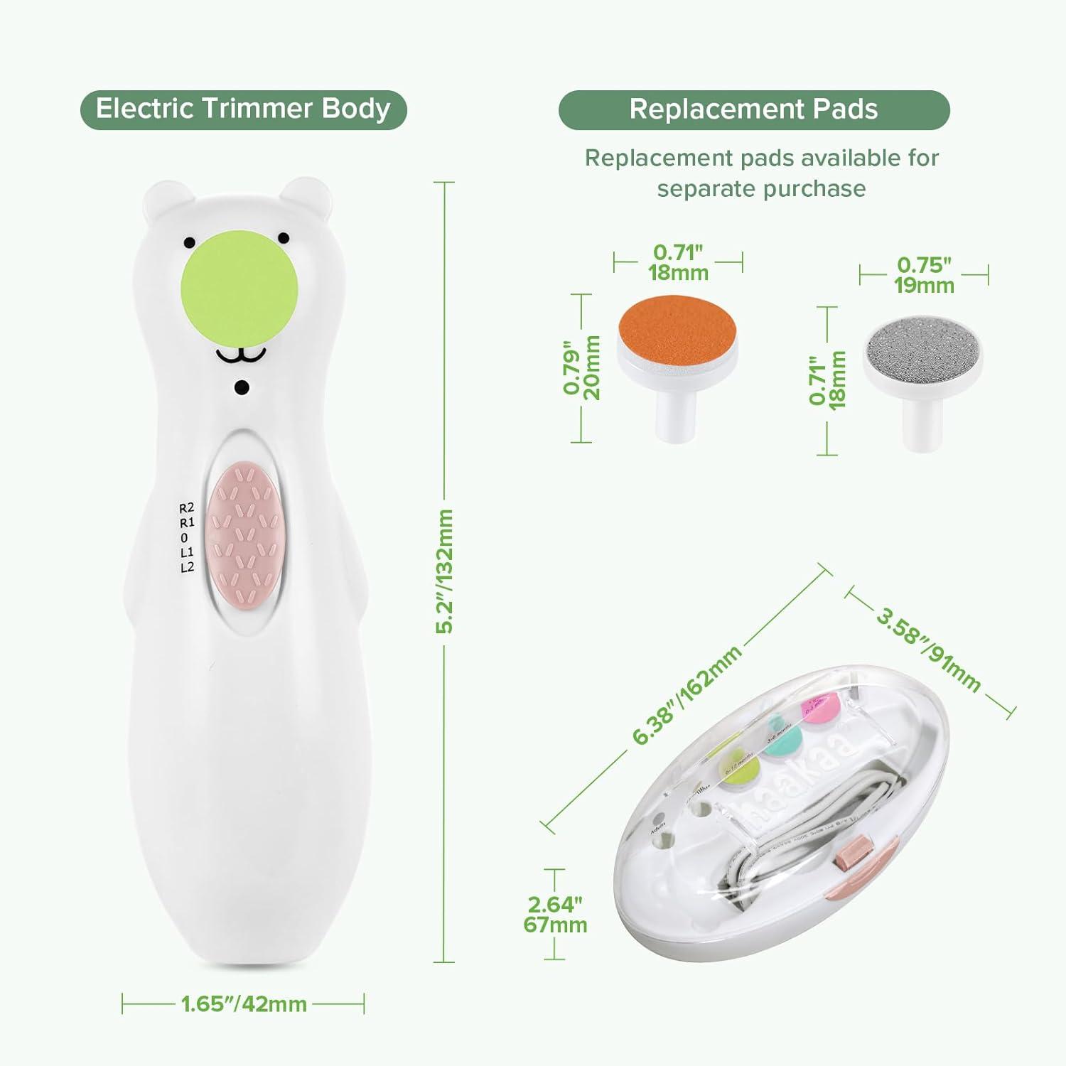 image:imagehaakaa Rechargeable Baby Nail File Baby Nail Trimmer Electric with LED Light Rechargeable Baby Nail Clippers for NewbornAdults Toes and Fingernails Additional Replacement Heads amp Charging CablePolar White