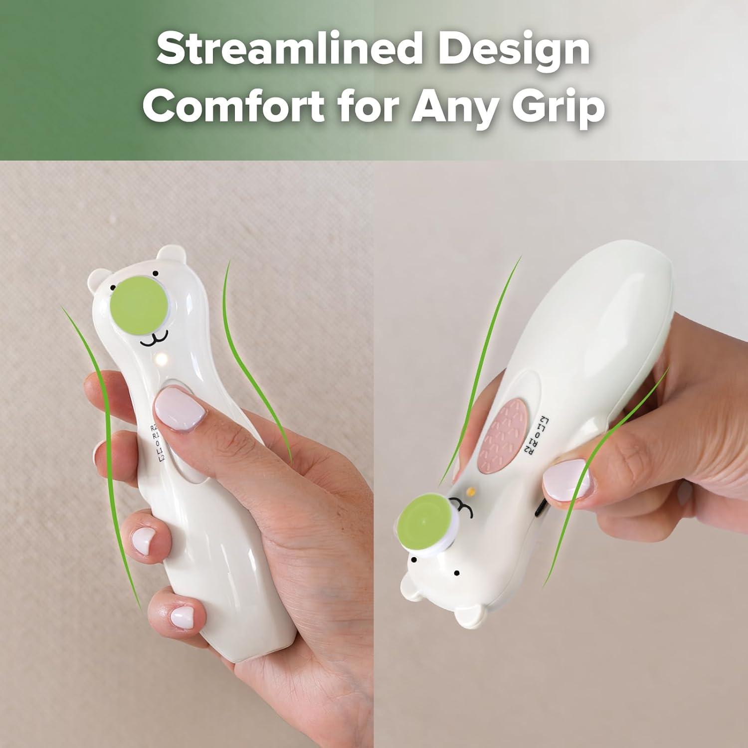 image:imagehaakaa Rechargeable Baby Nail File Baby Nail Trimmer Electric with LED Light Rechargeable Baby Nail Clippers for NewbornAdults Toes and Fingernails Additional Replacement Heads amp Charging CablePolar White