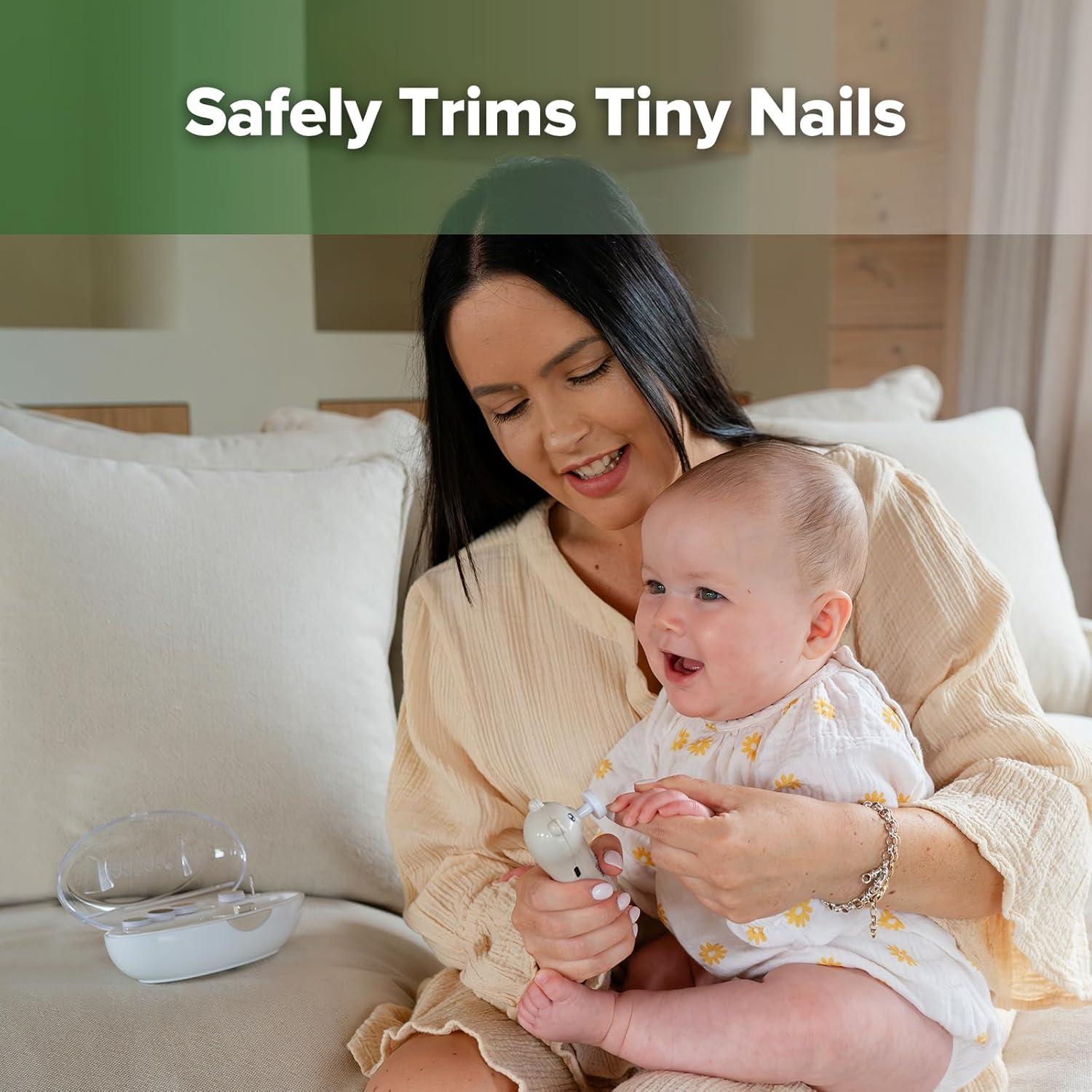 image:imagehaakaa Rechargeable Baby Nail File Baby Nail Trimmer Electric with LED Light Rechargeable Baby Nail Clippers for NewbornAdults Toes and Fingernails Additional Replacement Heads amp Charging CablePebble