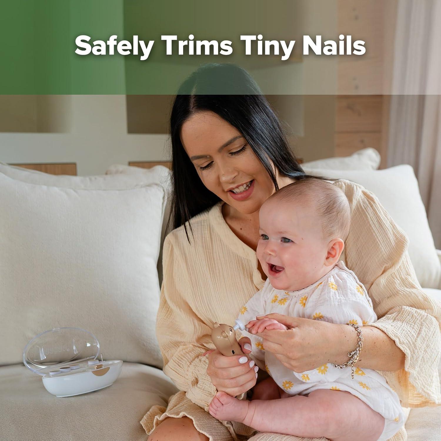 image:imagehaakaa Rechargeable Baby Nail File Baby Nail Trimmer Electric with LED Light Rechargeable Baby Nail Clippers for NewbornAdults Toes and Fingernails Additional Replacement Heads amp Charging CableToffee