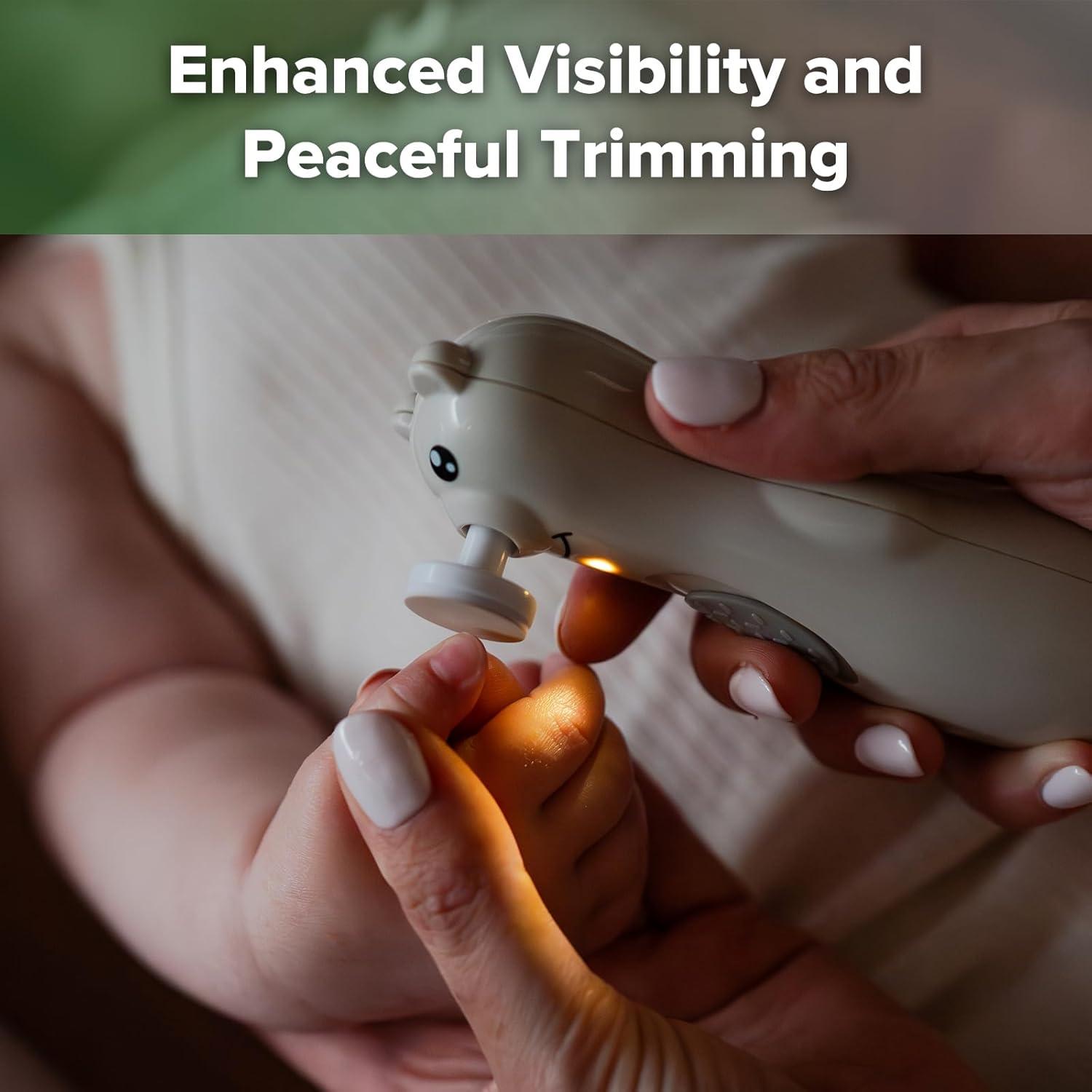 image:imagehaakaa Rechargeable Baby Nail File Baby Nail Trimmer Electric with LED Light Rechargeable Baby Nail Clippers for NewbornAdults Toes and Fingernails Additional Replacement Heads amp Charging CablePebble