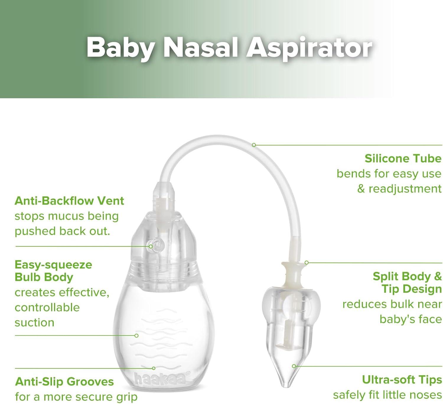 image:imagehaakaa Silicone Nasal Aspirator for Baby Baby Nose Sucker Swan Neck Nasal Aspirator with AntiBackflow Valve BPAFree Nose Cleaner 12m