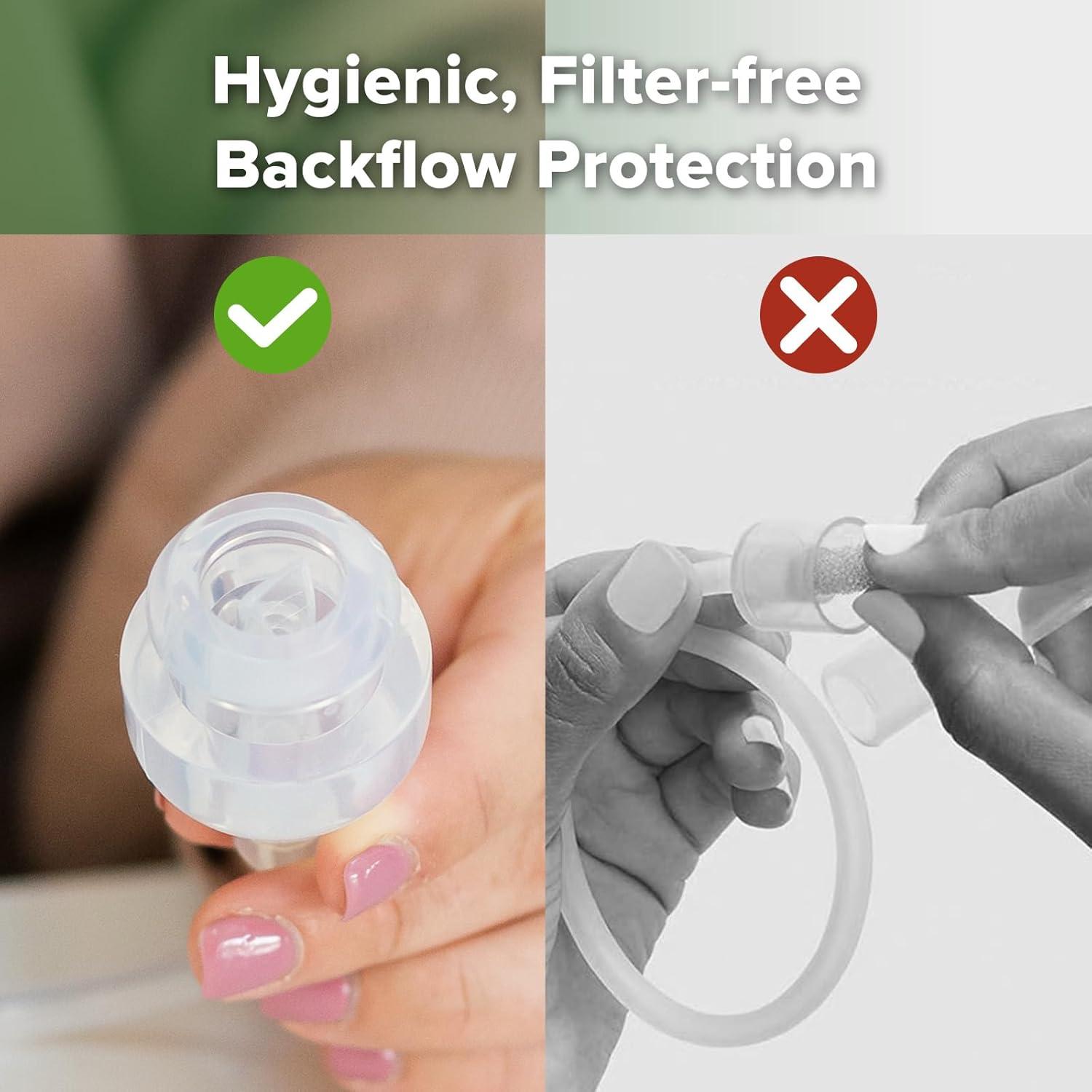 image:imagehaakaa Silicone Nasal Aspirator for Baby Baby Nose Sucker Swan Neck Nasal Aspirator with AntiBackflow Valve BPAFree Nose Cleaner 12m