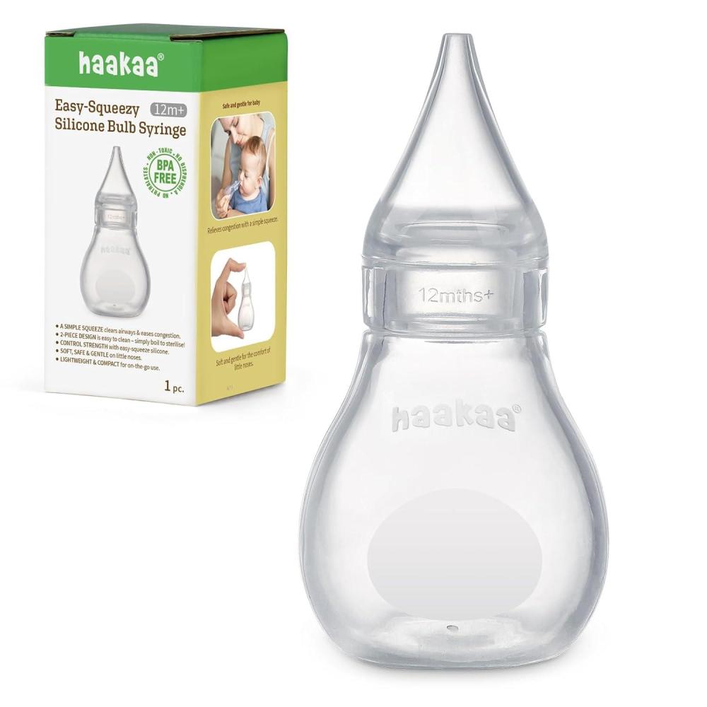 image:imageHaakaa Silicone Baby Nasal Aspirator  Nose Bulb Syringe  EasySqueezy Baby Nose Cleaner Newborn Infant ampToddler  BPA Free Silicone1 Tip