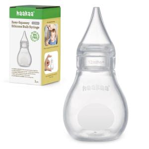 Haakaa Silicone Baby Nasal Aspirator | Nose Bulb Syringe | Easy-Squeezy Baby Nose Cleaner, Newborn Infant &Toddler – BPA Free Silicone(1 Tip)