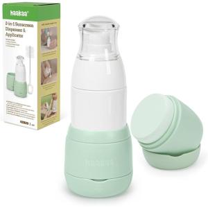 Haakaa Sunscreen Applicator, 2-in-1 Refillable Sunscreen Dispenser & Applicator for Kids with Soft Sponge Head, Leakproof Travel Sunblock Applicator, 1.7 oz, 2 Base(2 base)