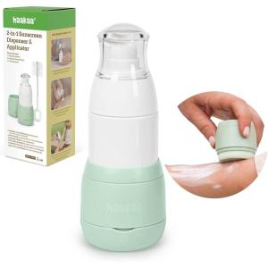 Haakaa Sunscreen Applicator, 2-in-1 Refillable Sunscreen Dispenser & Applicator for Kids with Soft Sponge Head, Leakproof Travel Sunblock Applicator, 1.7 oz, 2 Base(1 base)