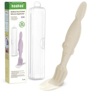 haakaa Baby Diaper Cream Spatula, Mess-free Silicone Diaper Rash Cream Applicator with Carrying Case, Diaper Cream Brush for Baby, Pea Green(Beige)