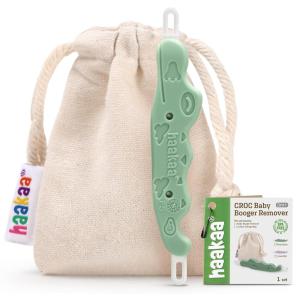 haakaa Baby Nose Cleaner & Ear Wax Removal Tool,The Unique Crocodile-Shaped Design,Baby Essentials – Lavender(Pea Green)
