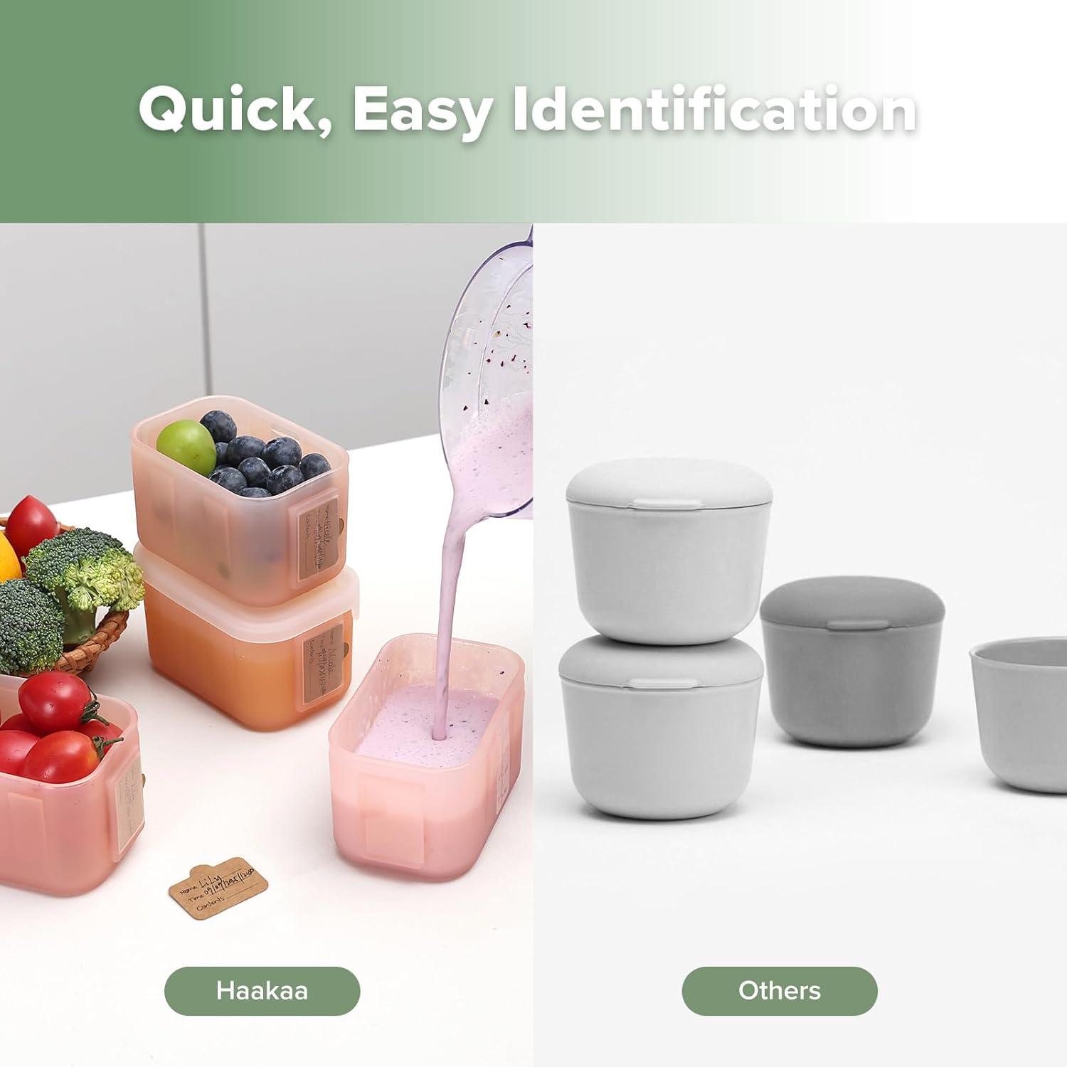 image:imagehaakaa Mini Meal Silicone Storage Containers3 oz Silicone Baby Food Containers with Airtight LidsReusable Baby Food Jars for Purees Fruits amp SnacksMicrowave amp Dishwasher Safe6 PackPea GreenBlush
