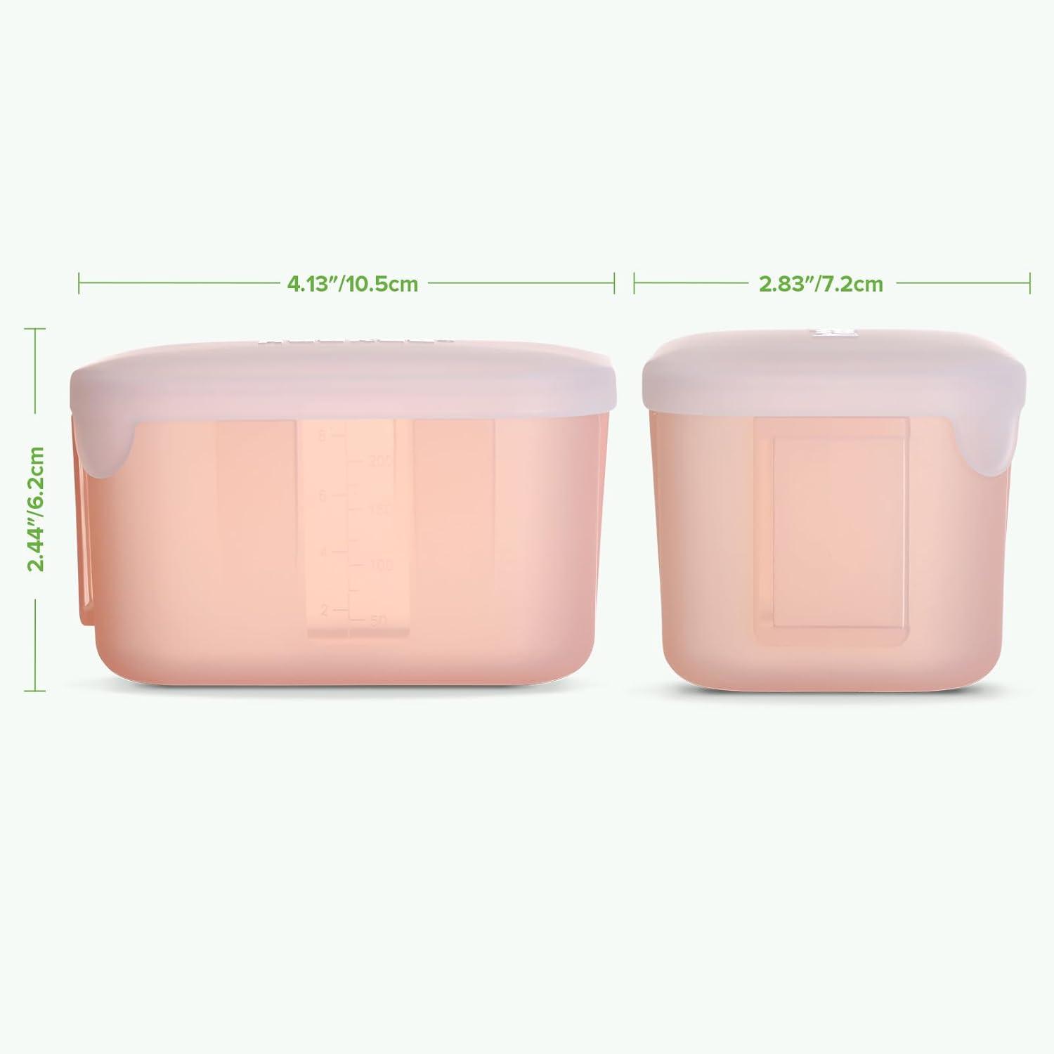 image:imagehaakaa Mini Meal Silicone Storage Containers3 oz Silicone Baby Food Containers with Airtight LidsReusable Baby Food Jars for Purees Fruits amp SnacksMicrowave amp Dishwasher Safe6 PackPea GreenBlush