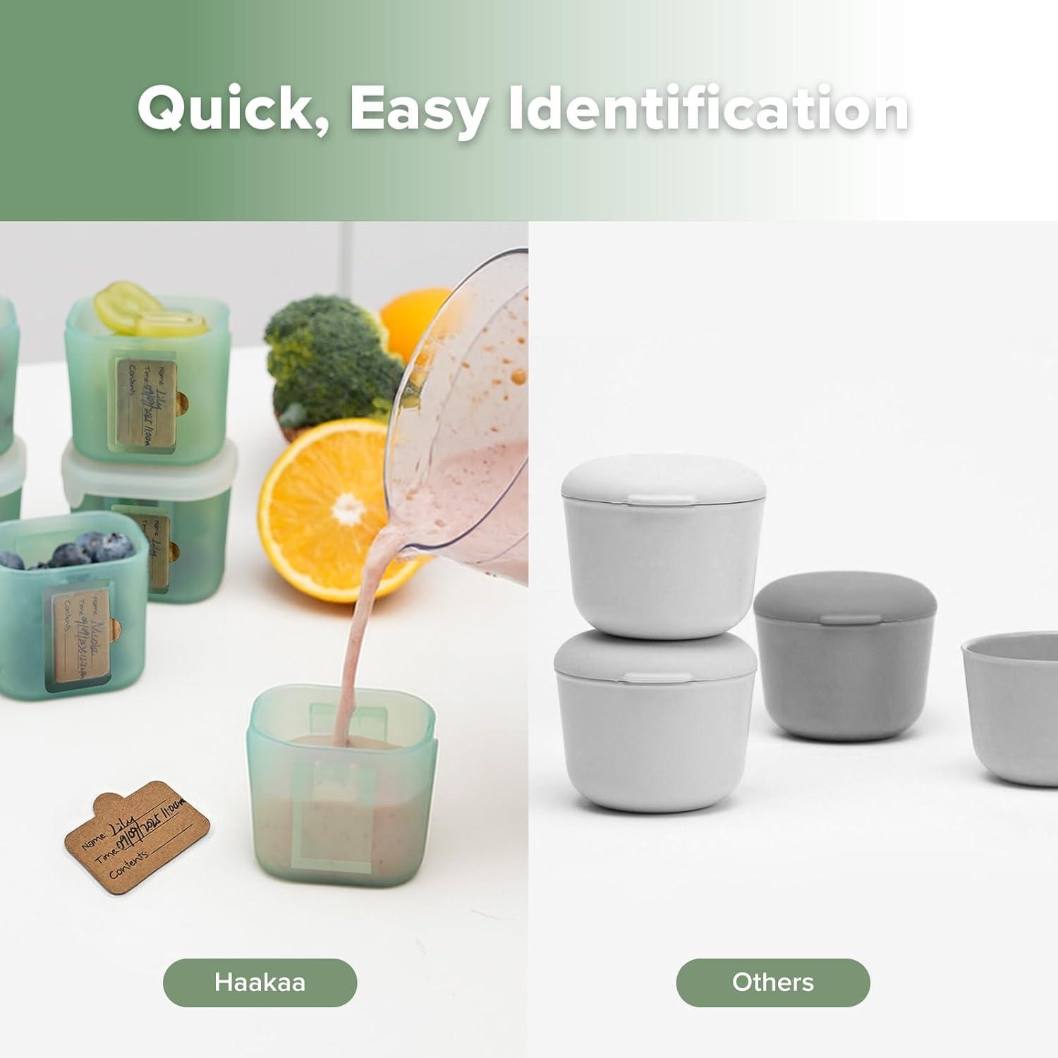 image:imagehaakaa Mini Meal Silicone Storage Containers3 oz Silicone Baby Food Containers with Airtight LidsReusable Baby Food Jars for Purees Fruits amp SnacksMicrowave amp Dishwasher Safe6 PackPea GreenPea Green