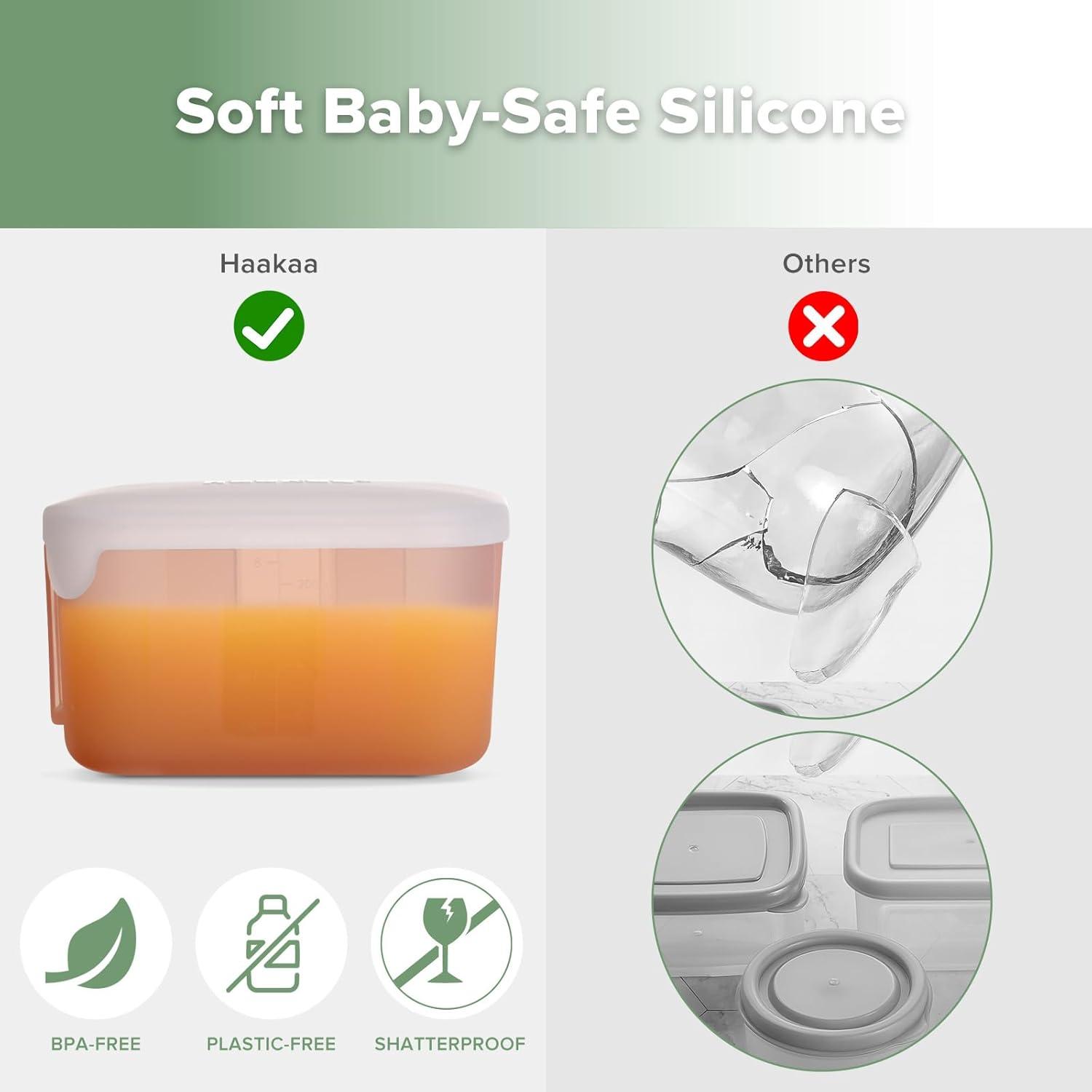 image:imagehaakaa Mini Meal Silicone Storage Containers3 oz Silicone Baby Food Containers with Airtight LidsReusable Baby Food Jars for Purees Fruits amp SnacksMicrowave amp Dishwasher Safe6 PackPea GreenBlush