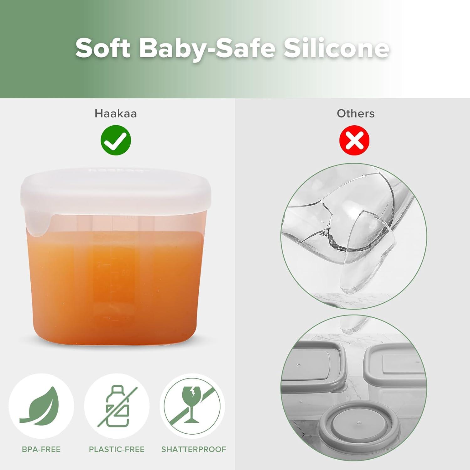 image:imagehaakaa Mini Meal Silicone Storage Containers3 oz Silicone Baby Food Containers with Airtight LidsReusable Baby Food Jars for Purees Fruits amp SnacksMicrowave amp Dishwasher Safe6 PackPea GreenBlush