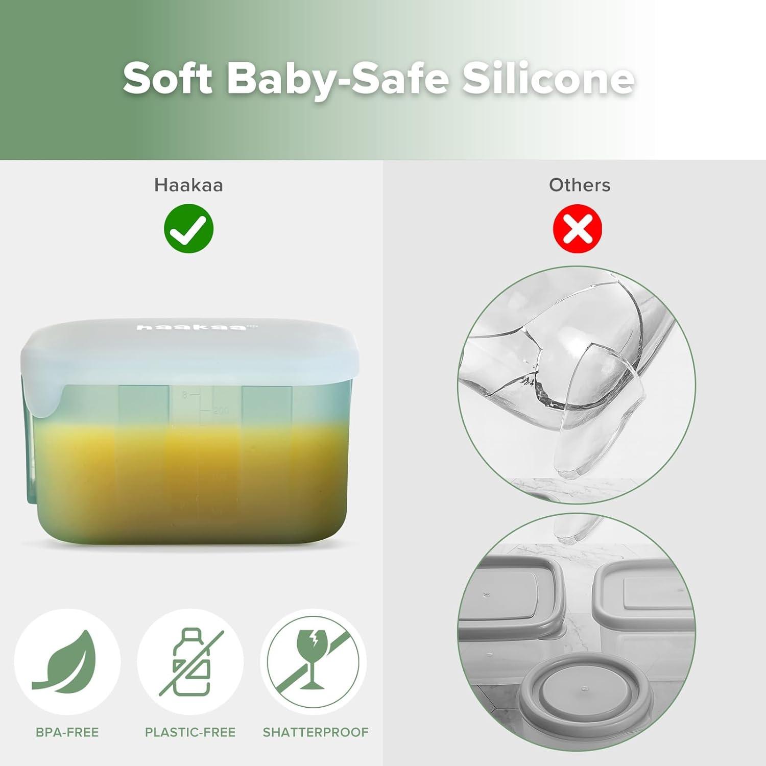 image:imagehaakaa Mini Meal Silicone Storage Containers3 oz Silicone Baby Food Containers with Airtight LidsReusable Baby Food Jars for Purees Fruits amp SnacksMicrowave amp Dishwasher Safe6 PackPea GreenPea Green