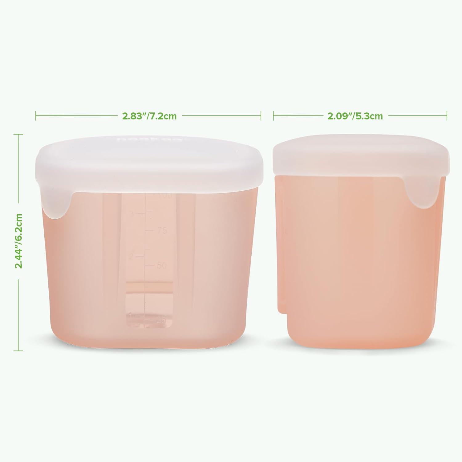 image:imagehaakaa Mini Meal Silicone Storage Containers3 oz Silicone Baby Food Containers with Airtight LidsReusable Baby Food Jars for Purees Fruits amp SnacksMicrowave amp Dishwasher Safe6 PackPea GreenBlush