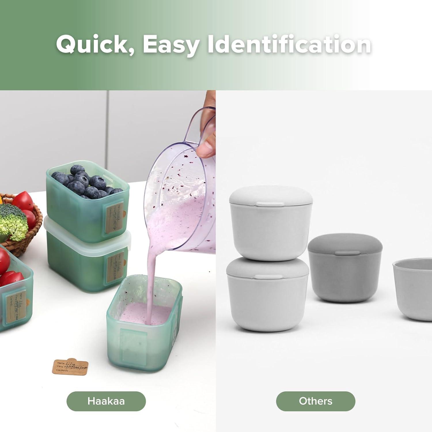image:imagehaakaa Mini Meal Silicone Storage Containers3 oz Silicone Baby Food Containers with Airtight LidsReusable Baby Food Jars for Purees Fruits amp SnacksMicrowave amp Dishwasher Safe6 PackPea GreenPea Green