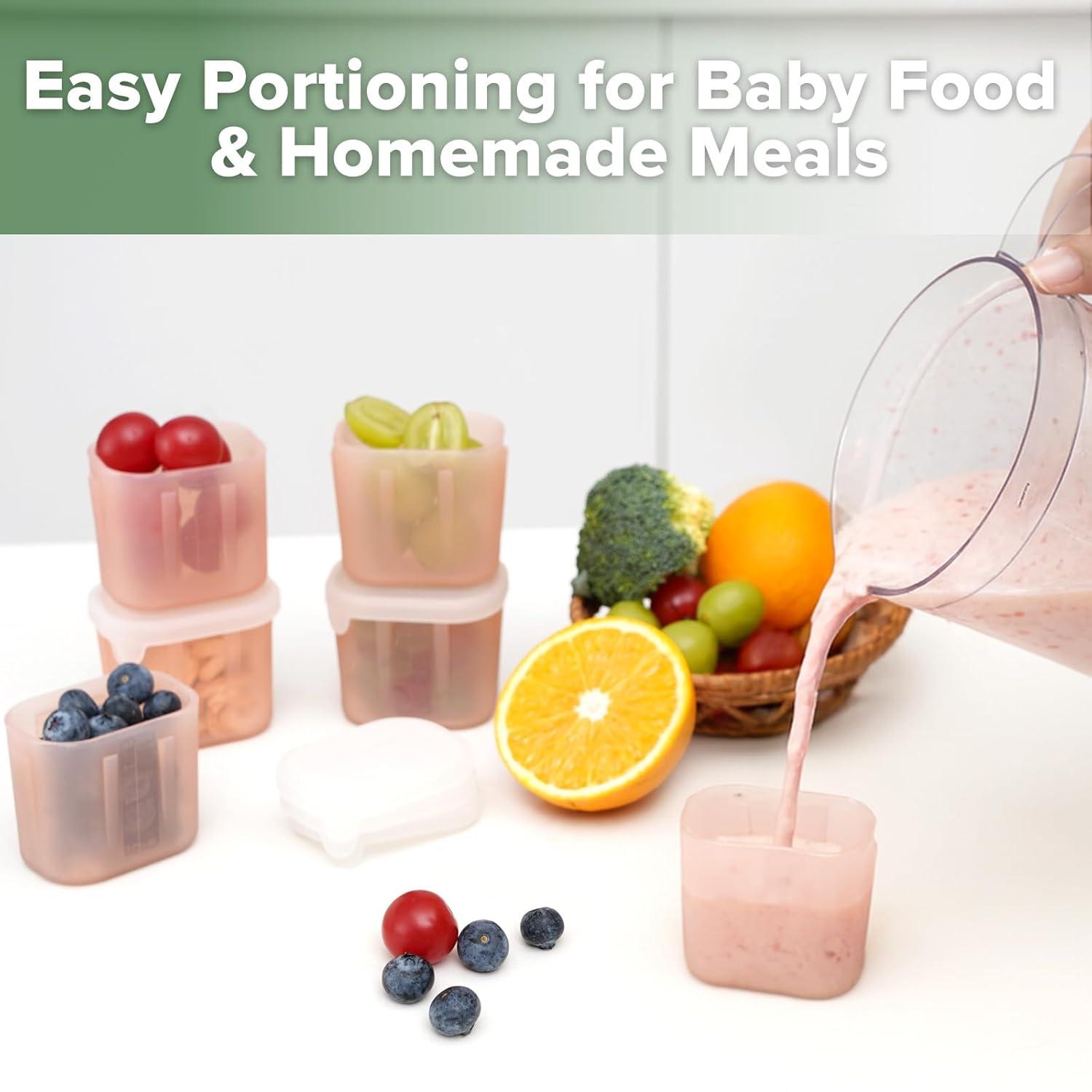 image:imagehaakaa Mini Meal Silicone Storage Containers3 oz Silicone Baby Food Containers with Airtight LidsReusable Baby Food Jars for Purees Fruits amp SnacksMicrowave amp Dishwasher Safe6 PackPea GreenBlush