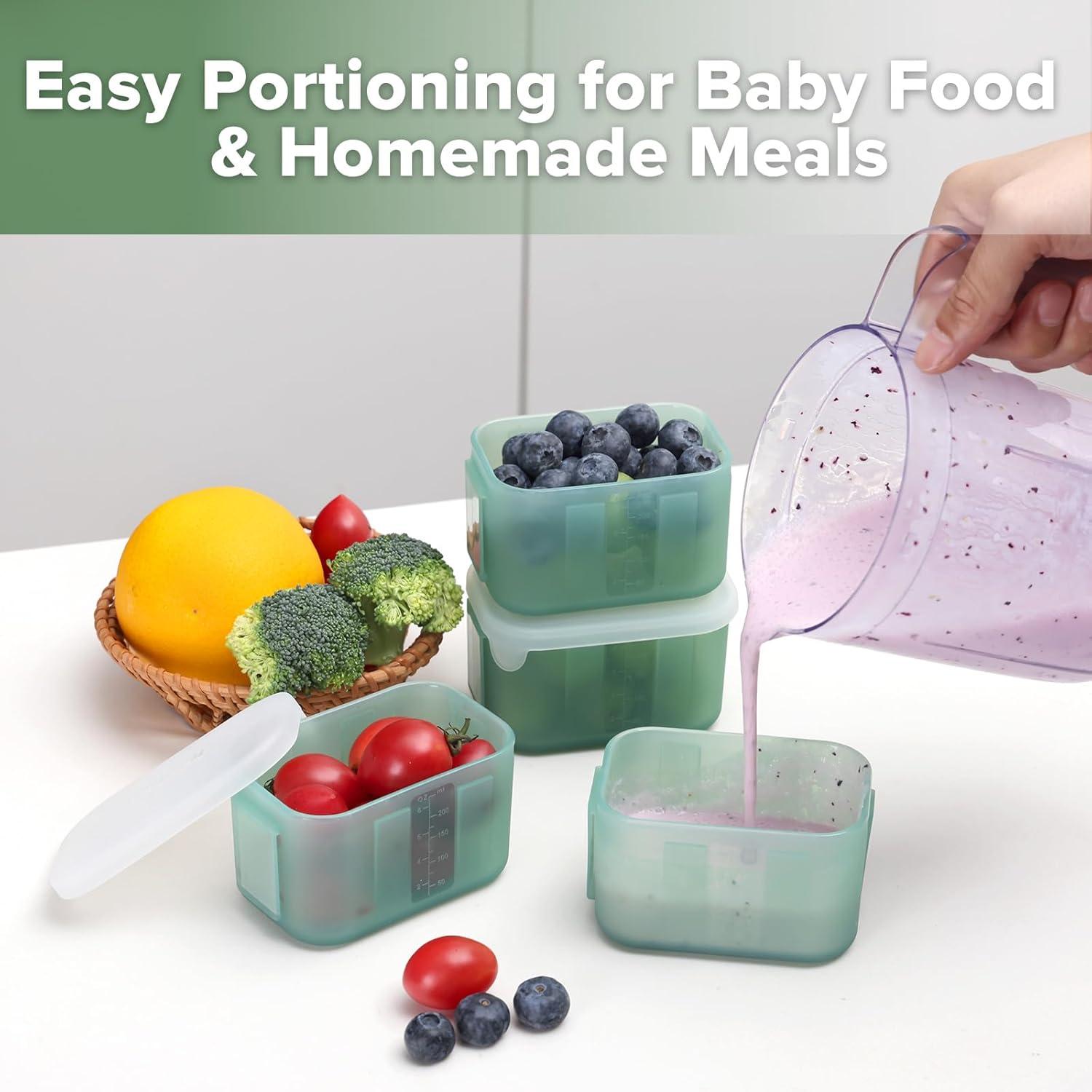 image:imagehaakaa Mini Meal Silicone Storage Containers3 oz Silicone Baby Food Containers with Airtight LidsReusable Baby Food Jars for Purees Fruits amp SnacksMicrowave amp Dishwasher Safe6 PackPea GreenPea Green
