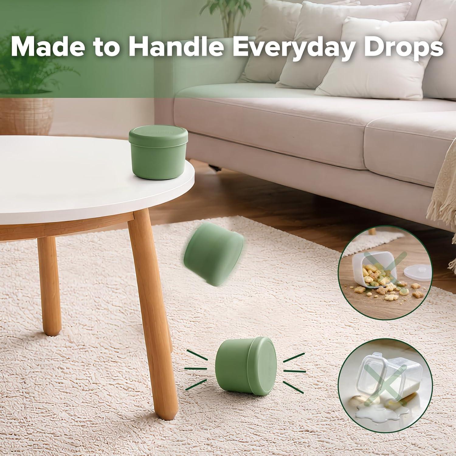 image:imagehaakaa Mini Round Silicone Baby Food Containers with Lids BPAFree Leakproof Stackable Snack Cups Microwave amp Dishwasher Safe 3Pack 5oz