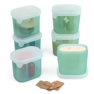 haakaa Mini Meal Silicone Storage Containers,3 oz Silicone Baby Food Containers with Airtight Lids,Reusable Baby Food Jars for Purees, Fruits & Snacks-Microwave & Dishwasher Safe,6 Pack,Pea Green(Pea Green)