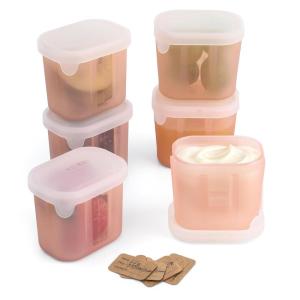 haakaa Mini Meal Silicone Storage Containers,3 oz Silicone Baby Food Containers with Airtight Lids,Reusable Baby Food Jars for Purees, Fruits & Snacks-Microwave & Dishwasher Safe,6 Pack,Pea Green(Blush)