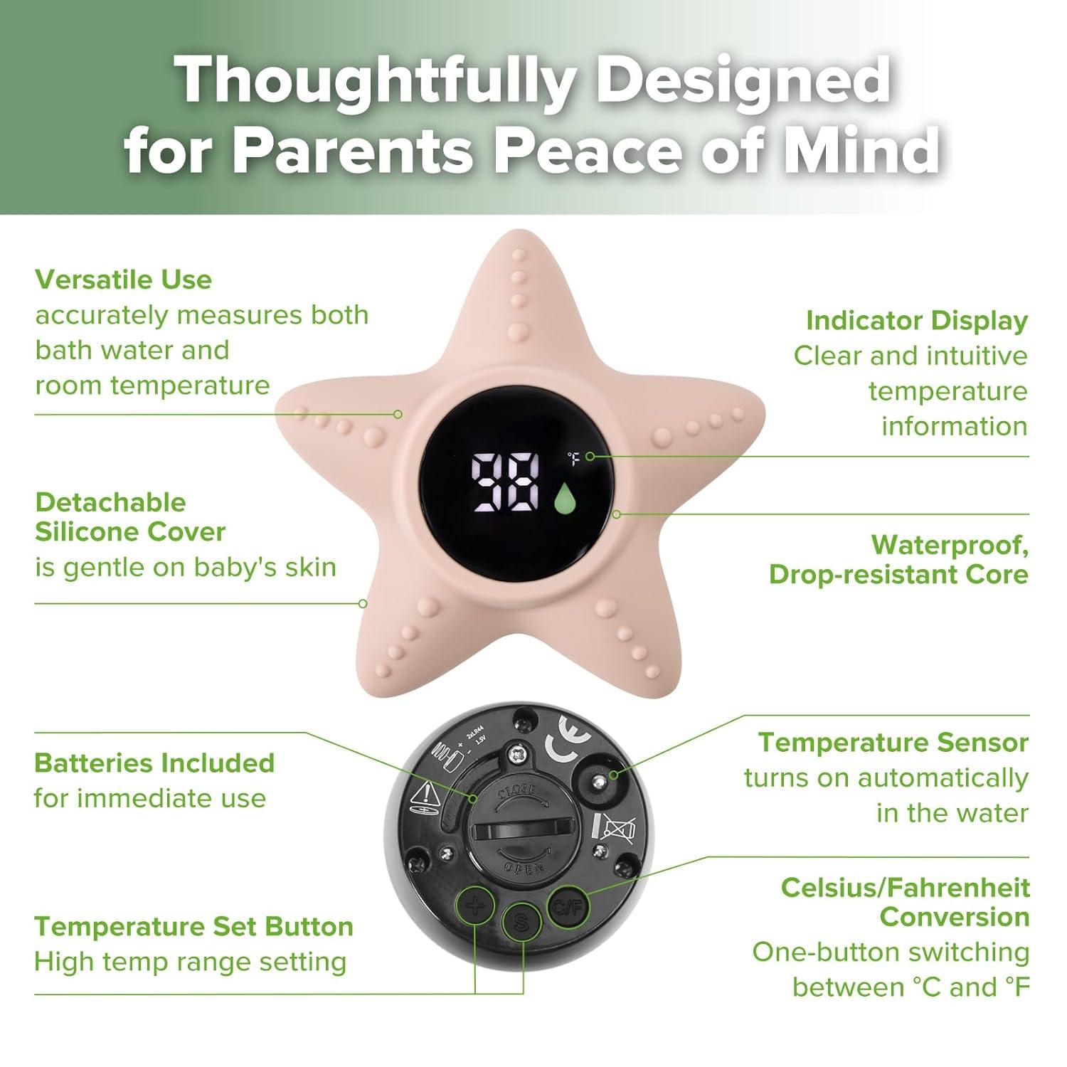 image:imageHaakaa Silicone Baby Bath Thermometer Water Temperature Thermometer for Baby Safety Floating Infant Bath tub Temp Thermometer for Newborns amp Toddlers StarfishStarfish