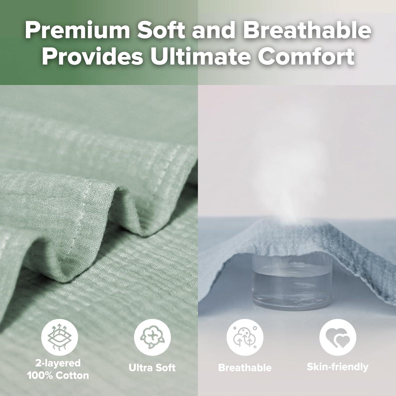image:imagehaakaa Muslin Swaddle Blankets 2Pack 100 Cotton Double Layer Breathable Lightweight Receiving Blanket Wrap for Newborn Baby Boys amp Girls Baby Essentials Shower GiftLarge 47 x 47 in
