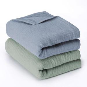 haakaa Muslin Swaddle Blankets, 2-Pack 100% Cotton Double Layer, Breathable Lightweight Receiving Blanket Wrap for Newborn Baby Boys & Girls, Baby Essentials Shower Gift,Large 47 x 47 in