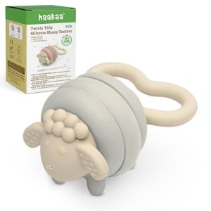 haakaa Twisty Tilly Silicone Sheep Teether – Pebble